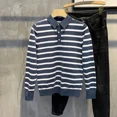 thumbnail image 2 of Camisetas a rayas para hombre, sudaderas, polos, ropa masculina, coreana, de lujo, de una pieza, informal, elásticas, de poliéster, Y2k, de alta marca, 2 of 4