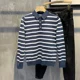 thumbnail image 2 of Camisetas a rayas para hombre, sudaderas, polos, ropa masculina, coreana, de lujo, de una pieza, informal, elásticas, de poliéster, Y2k, de alta marca, 2 of 5