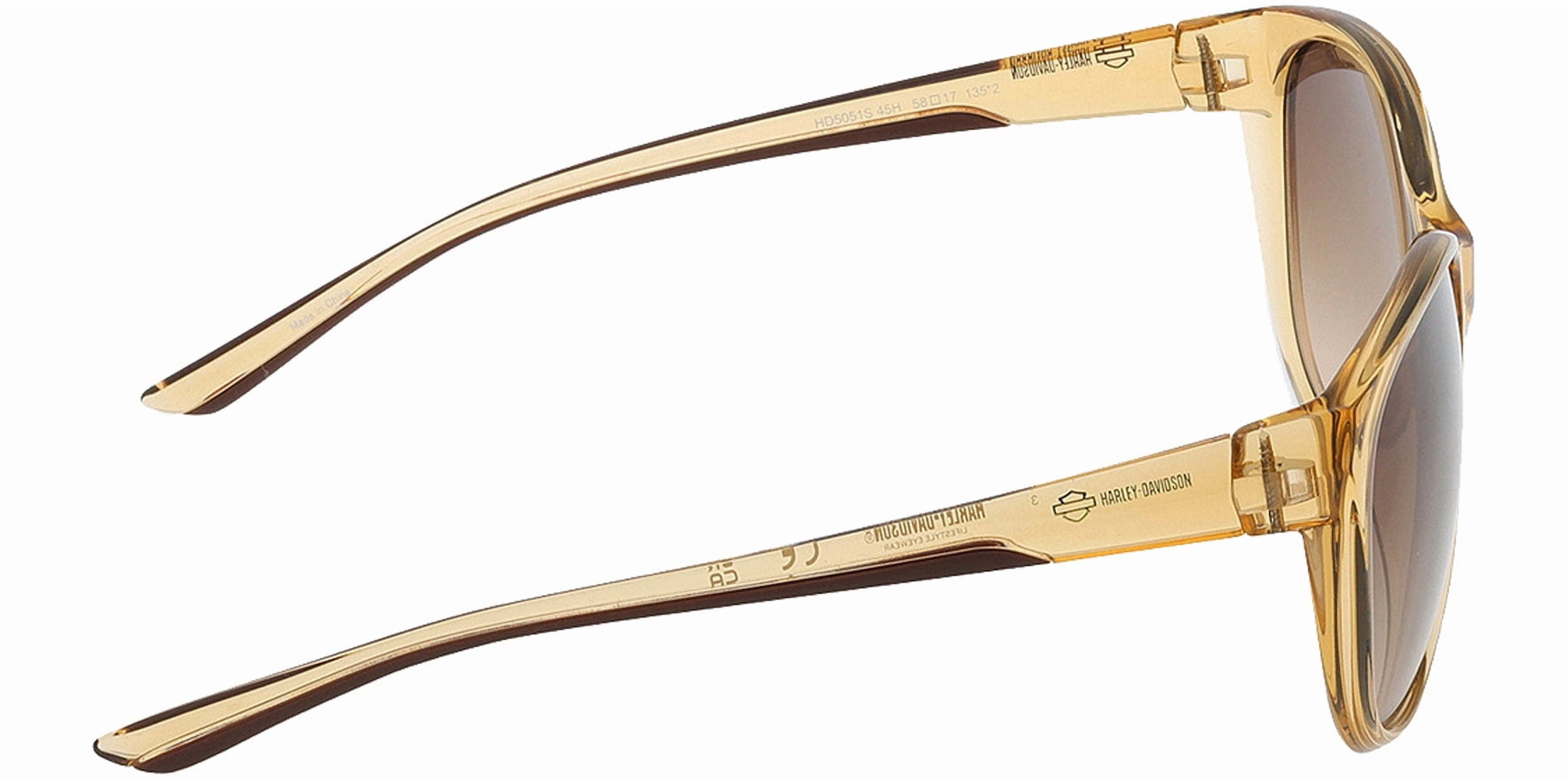 Harley Davidson Women's Shiny Light Brown Rounded Sunglasses with Gradient Lens - HD5051S-45H-58