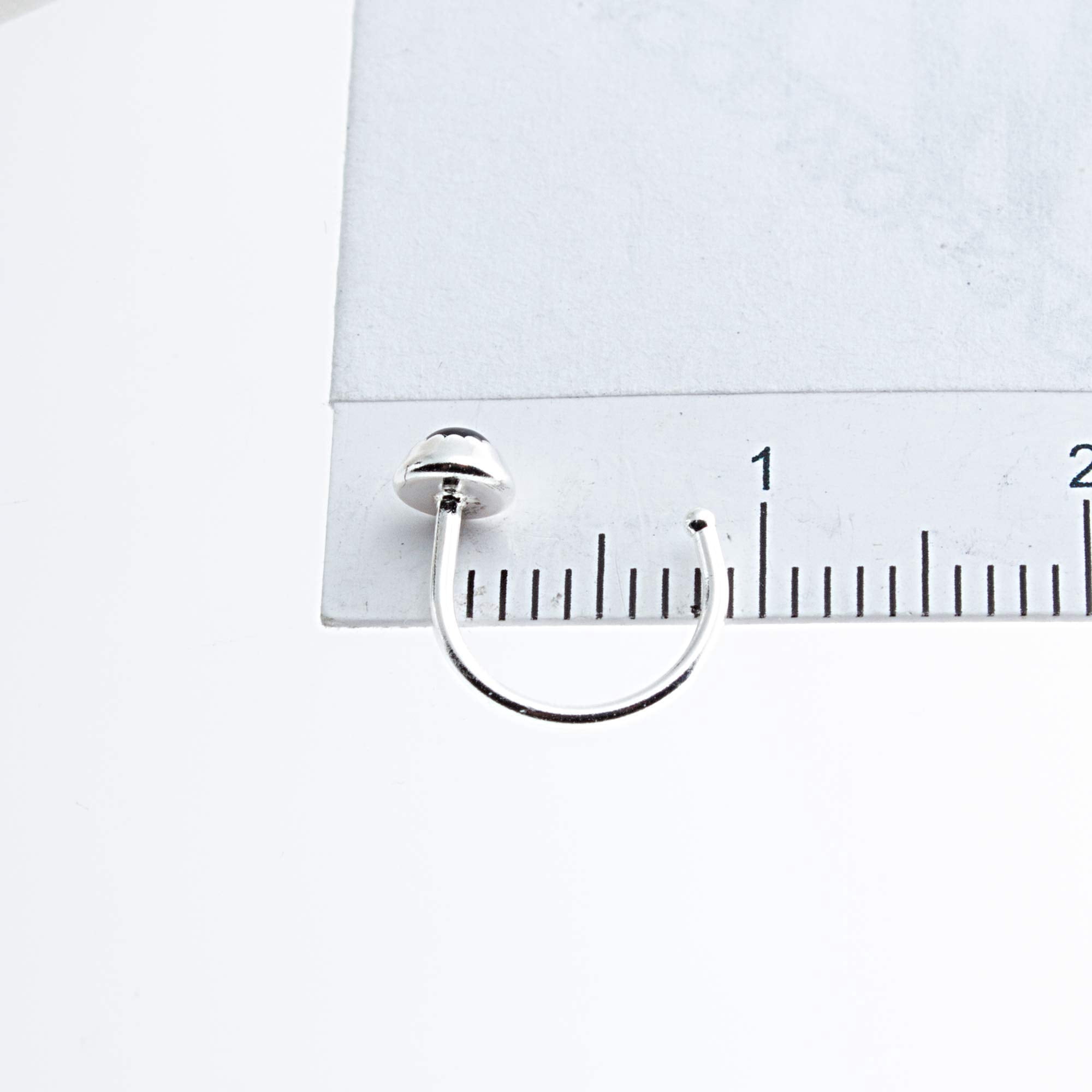 Half Huggie Silver Hoop Earrings for Women Tiny Cartilage Birthstone Stud Piercing Earring Hypoallergenic Screw Back Dainty Cartilage Hoops (Black Onyx 3mm / 20 gauge)