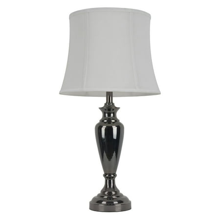Nickel Square Table Lamp - Black Nickel Slender Urn Table Lamp with White Silken Shade