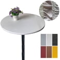 thumbnail image 2 of 60-130cm Round Elastic Table Cover Protector Cloth Waterproof Oil-proof Dinning Table Cover Polyester Tablecloth Kitchen Supplie (Grey,90cm), 2 of 7