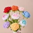 thumbnail image 3 of 1Pc Crochet Flowers Bouquet Handmade Knitted Rose Floral for Mother's Day Graduation Birthday Wedding Party Gifts Decor, 3 of 12