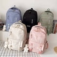 thumbnail image 2 of Mochila de nailon de gran capacidad para mujer, bolso escolar de viaje para ordenador portátil, para adolescentes, niños y niñas, Color sólido, nueva, 2 of 4