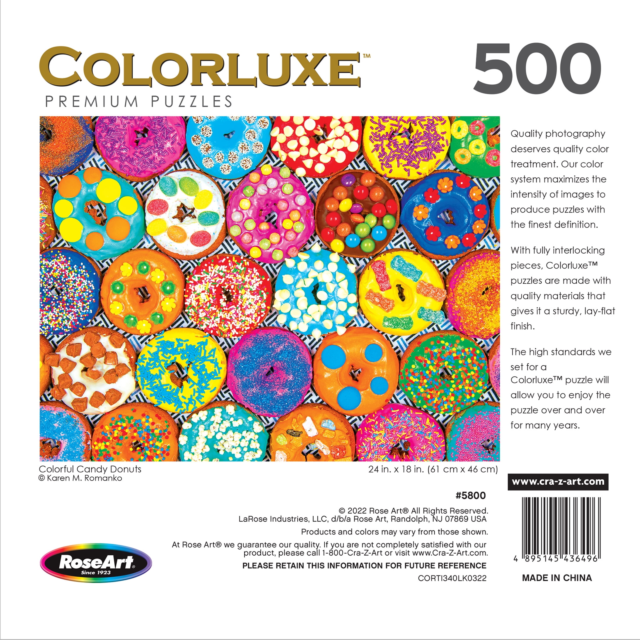 Roseart Colorluxe 500 Piece Colorful Candy Donuts Jigsaw Puzzle