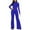 Blue, variant on qolati Women's 2023 Long Sleeve Jumpsuit Casual High Waist Wide Leg Side Slit Long Romper Solid Color Bodycon Work Outfits