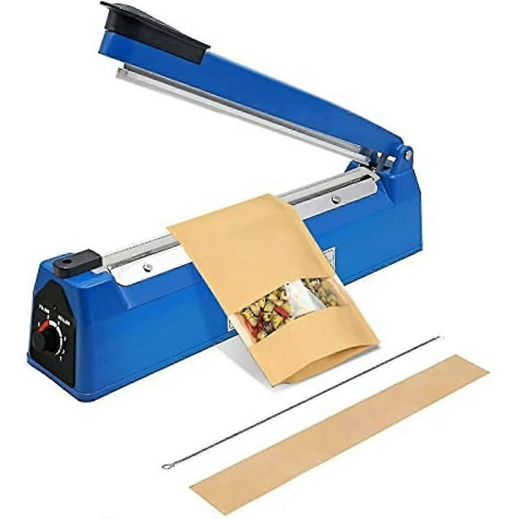 400mm 16 Manual Impulse Heat Sealer Portable Food Film Sealing Machine Hand Pressure Sealer Impulse Heat Sealer For Mylar Bag Pp Plastic Bag (blue)
