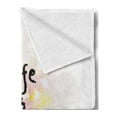 thumbnail image 2 of Saying Soft Flannel Fleece Throw Blanket, Handwritten Font of Life is Saying Silhouette Floral Petals Background, Cozy Plush for Indoor and Outdoor Use, 50" x 70", Multicolor, by Ambesonne, 2 of 5
