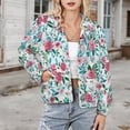 thumbnail image 3 of Jackets for Women Winter Coat Jackets Flannel Stand Collar Jacket(Pretty Floral White Fabric Design,Size:S-4XL), 3 of 7
