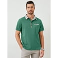 thumbnail image 2 of Demotime Men's Polo Shirts Casual Button-Down Shirts Short Sleeve Polo Shirts Green S Contrast Turndown Collar T Shirts Golf Solid Classic Stylish Tops, 2 of 7