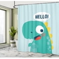 thumbnail image 4 of Ambesonne Comic Shower Curtain, Dinosaur Says Hello Cartoon, 69"Wx84"L, Dark Seafoam Mustard, 4 of 4