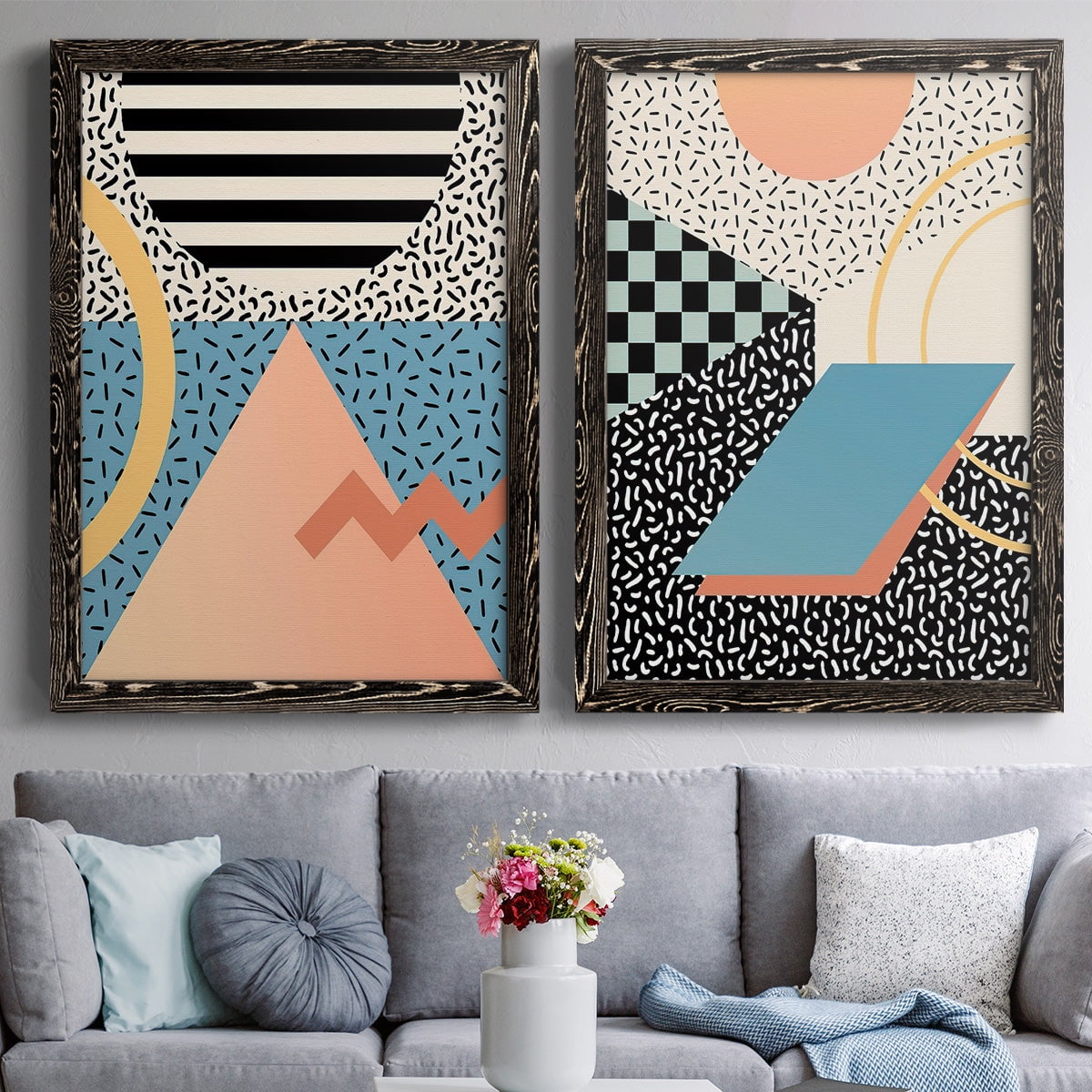Modern Memphis I - Premium Framed Canvas 2 Piece Set - Ready to Hang
