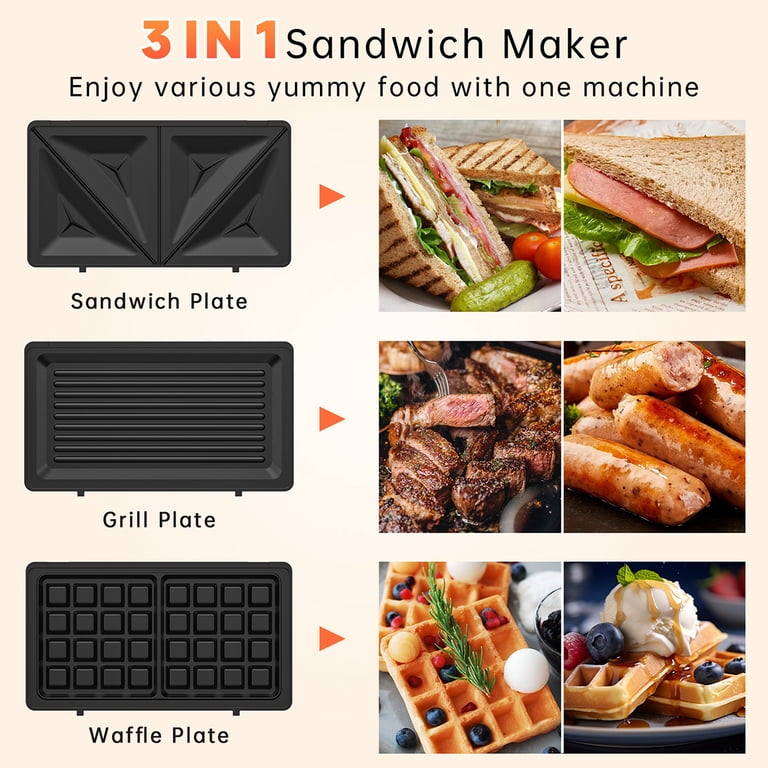 Gped 3-in-1 Sandwich Maker Panini Press and Waffle Iron photo 7