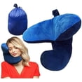 thumbnail image 3 of Travel Pillow + Carry Bag  (no Scarf) - Chin & Neck Support In Any Sitting Position For Aeroplane (blue), 3 of 8
