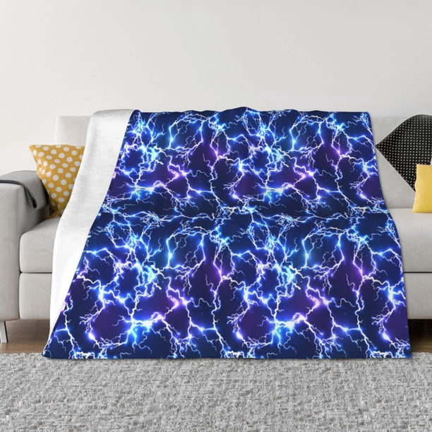 Balery Blue Lightning1 Manta de Franela con Dibujo, Lujo Ultra Suave y Cálido, Antipelusa y Resistente a las Arrugas para Cama, Sofá, Camping -80"x60"