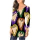 thumbnail image 3 of Camiseta informal para mujer, blusa estampada de manga larga con cuello redondo y fruncido Fridja  fjkfkj2107, 3 of 6