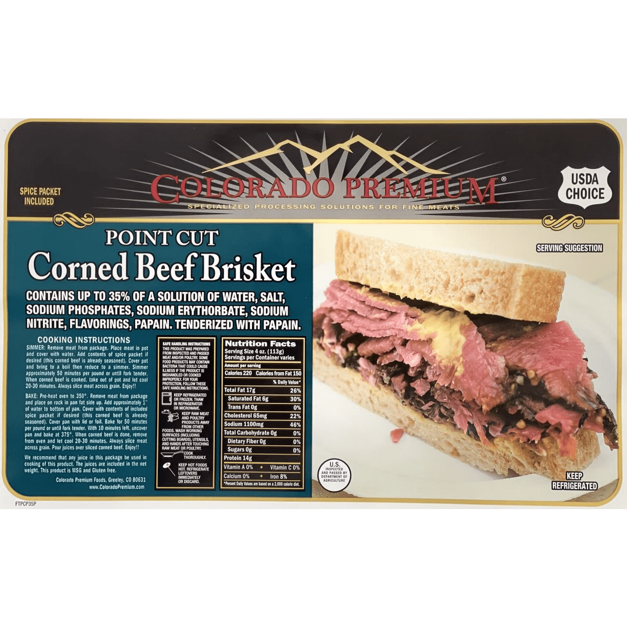 Colorado Premium's Fresh Corned Beef Brisket Point, 2.0- 4.25 lb