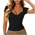 thumbnail image 3 of Uaswgudfs Short Sleeve Tops for Women T-Shirt With Twisted Front Design Slim Fit Casual Summer Top, 3 of 7