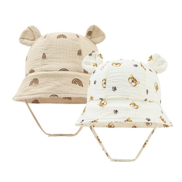 Spring Autumn Print Baby Bucket Hat Soft Cotton Girls Boys Outdoor Casual Panama Sun Cap Summer Infant Toddler Fisherman HatsB3-12 Months He Qiyong unisex