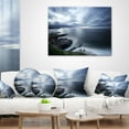 thumbnail image 3 of Designart Gloomy Bluish Atlantic Beach Portugal - Seascape Throw Pillow - 16x16, 3 of 4