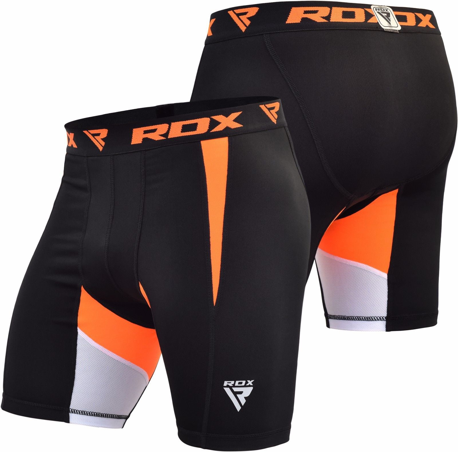 RDX Mens Running Compression Shorts Gym Fitness Jogging Orange Green 