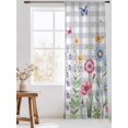 thumbnail image 3 of Sheer Curtains 108 Inches Long, Spring Floral Semi Sheer Curtains Light Filtering Window Treatment, Grey Plaid Pink Blue Flowers Butterfly Privacy Voile Drapes for Living Room Bedroom 52x108 Inch, 3 of 7