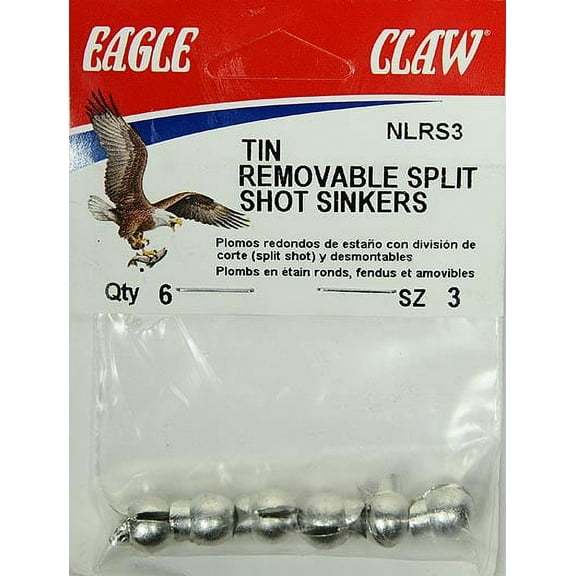 Eagle Claw Removable Split Shot Weight, Tin, Size 3, 6 Pack