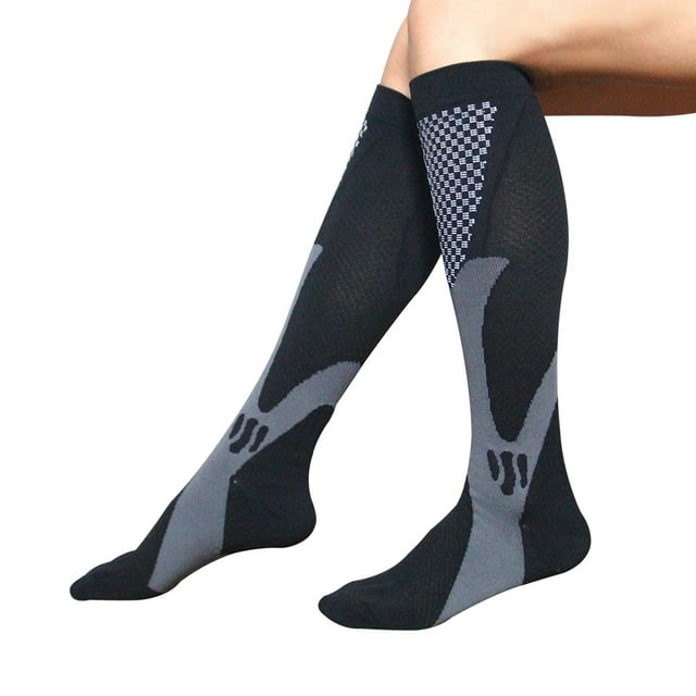 Chaussettes de Compression Hommes Course Cyclisme Chaussettes de Sport Basketball Football Golf Longues Chaussettes Varices Dème Circulation Médicale
