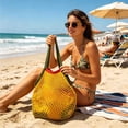 thumbnail image 7 of Blateno Cotton Lined Mesh Shoulder Tote Bag Bohemian Breathable Net Shopping Grocery Bag Large Capacity Handbag Portable Beach Travel Camping Daily Errands Handbag, 7 of 7