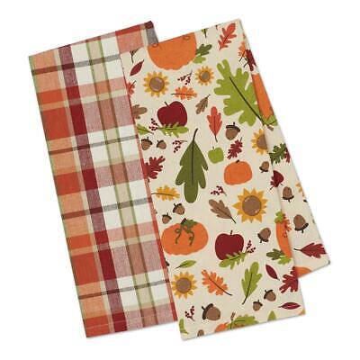 

Modern Cotton Pumpkin Spice Plaid Dishtowels in Multi-Color (Set of 2)