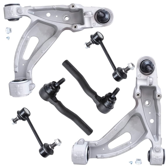 Detroit Axle - 6pc Front End Control Arms Kit for 2003-2007 Cadillac CTS, 2 Outer Tie Rod Ends 2 Lower Control Arms w/Ball Joint 2 Sway Bar Links 2004 2005 2006 Replacement