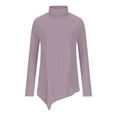 thumbnail image 4 of Telankuip Turtleneck Solid Color Fall T Shirts for Women Long Sleeve Loose Fit Long Tunic Tops to Wear with Leggings Casual Winter Base Layering Pullover Tee Shirts 2025 Light Purple XL, 4 of 4