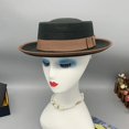 thumbnail image 1 of Sombrero de fieltro poco profundo con cremallera para hombre y mujer, gorro de lana retro con cadena punk europea, gorra plana novedosa, moda urbana, tendencia salvaje, 2021, 1 of 4