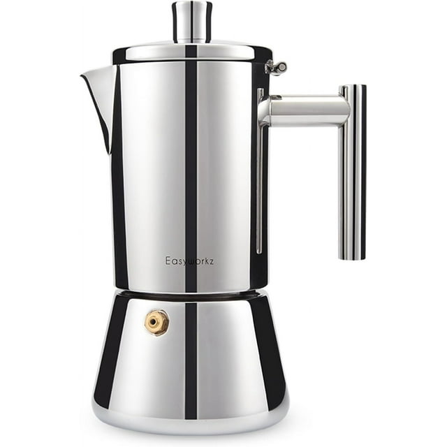 Diego Espresso Hob Italian Coffee Maker Stainless Steel Moka Pot Induction, Silver 300ml 6 Cups