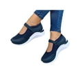 thumbnail image 1 of Frontwalk Ladies Walking Shoes Round Toe Flats Ankle Strap Casual Sneakers Running Lightweight Mary Jane Sneaker Women's Platform Wedge Shoe Dark Blue 9, 1 of 3