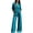 Blue #24, variant on 2 Piece Sets for Women Zip Up Mock Neck Jacket and Wide Leg Pants Tracksuit Regular Breathable Athleisure Outfits ,L