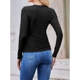 thumbnail image 2 of Weardear 3 Pack Maternity Shirts Ruched Side Long Sleeve Pregnancy Basic T-Shirt Casual Round Neck Pregnant Tops, 2 of 6