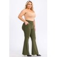 thumbnail image 3 of Plus Size Tummy Control Butt Sculpting Flare Pants with Pockets - Rifle Green, 3 of 6