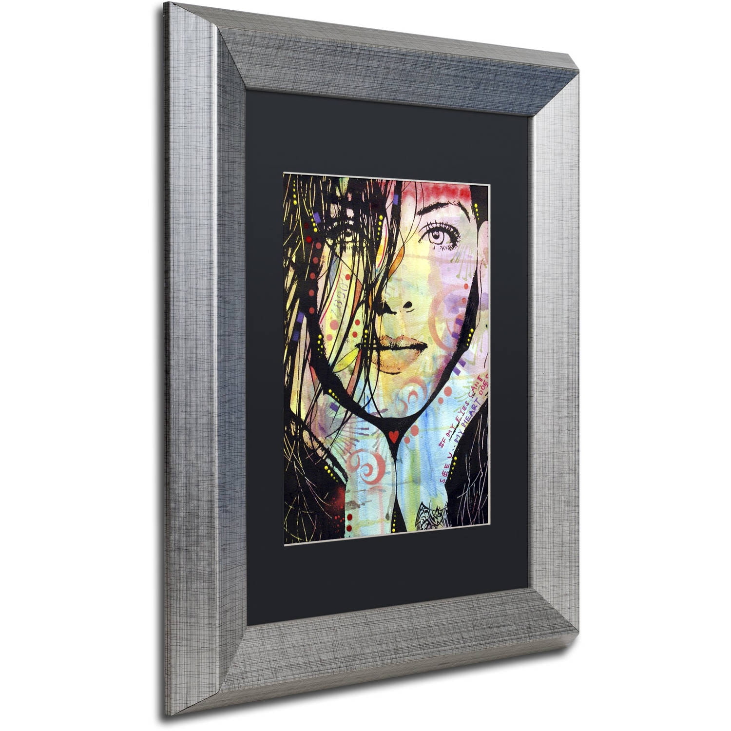 Trademark Fine Art "My Eyes Cant See U" Canvas Art by Dean Russo, Black Matte, Silver Frame
