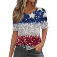 thumbnail image 2 of YLHFASHION T-Shirts Graphiques pour Femmes 4 Juillet Col Rond 2025 Drapeau Américain Manches Courtes Indépendance T-shirt d'Été Liquidation T-shirt à Manches Courtes pour Femmes, 2 of 5