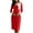 Red, variant on MaFYtyTPR Women's Knee Length Dress Fashion Slim Bow Bag Hip Contrast Long Sleeve Round Neck Temperament Dresses Black L