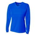 thumbnail image 2 of A4 Long Sleeve V-Neck Bird's Eye Mesh Tee For Women in Royal NW3255, 2 of 2