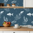 thumbnail image 5 of Peel and Stick Wallpaper Contact Paper Light Blue Coastal Blue Under Sea Fish Coral Seaweed Marine life Self Adhesive and Removable 24in x 118in, 5 of 8