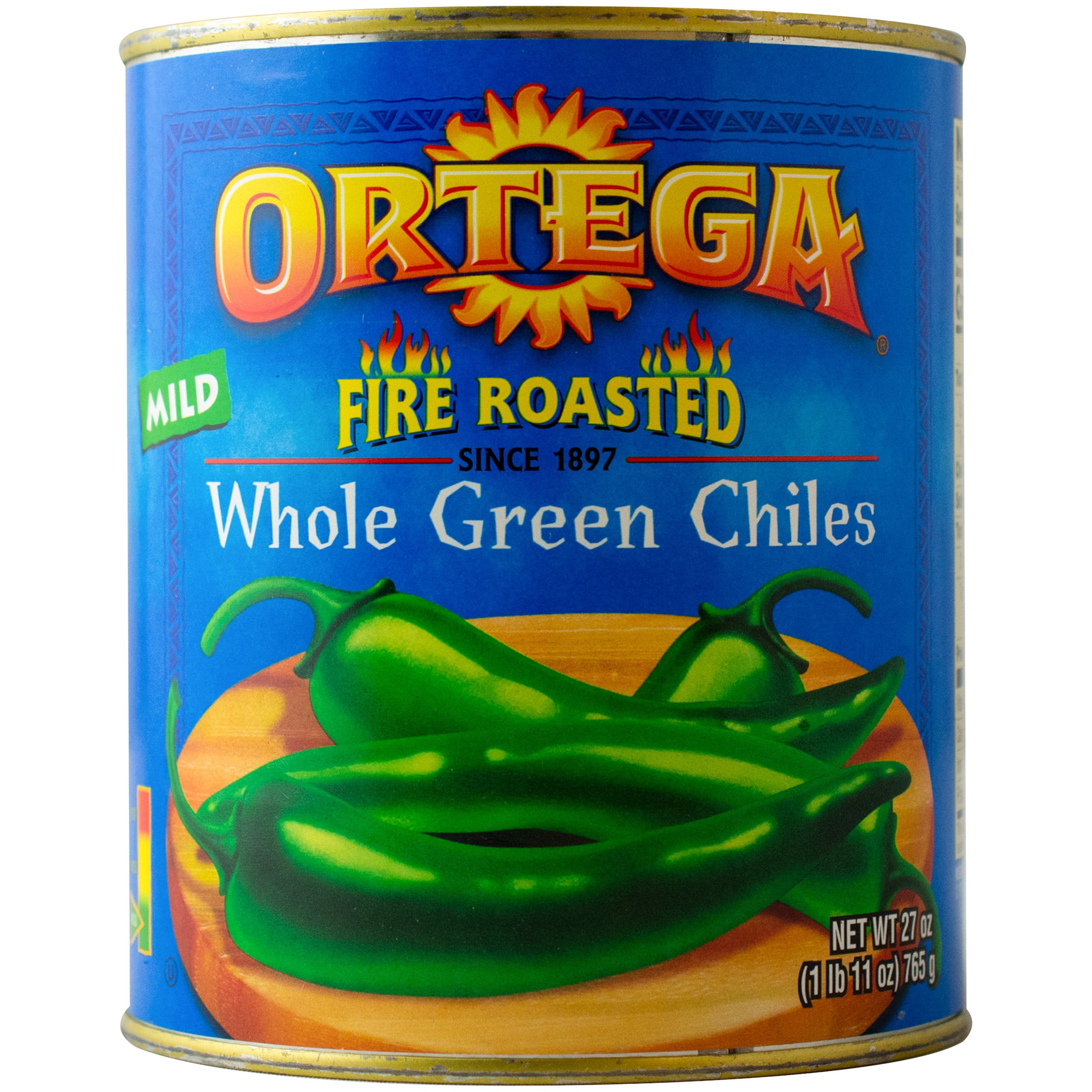 Ortega Fire Roasted Whole Green Mild Chiles, 27 Oz Can