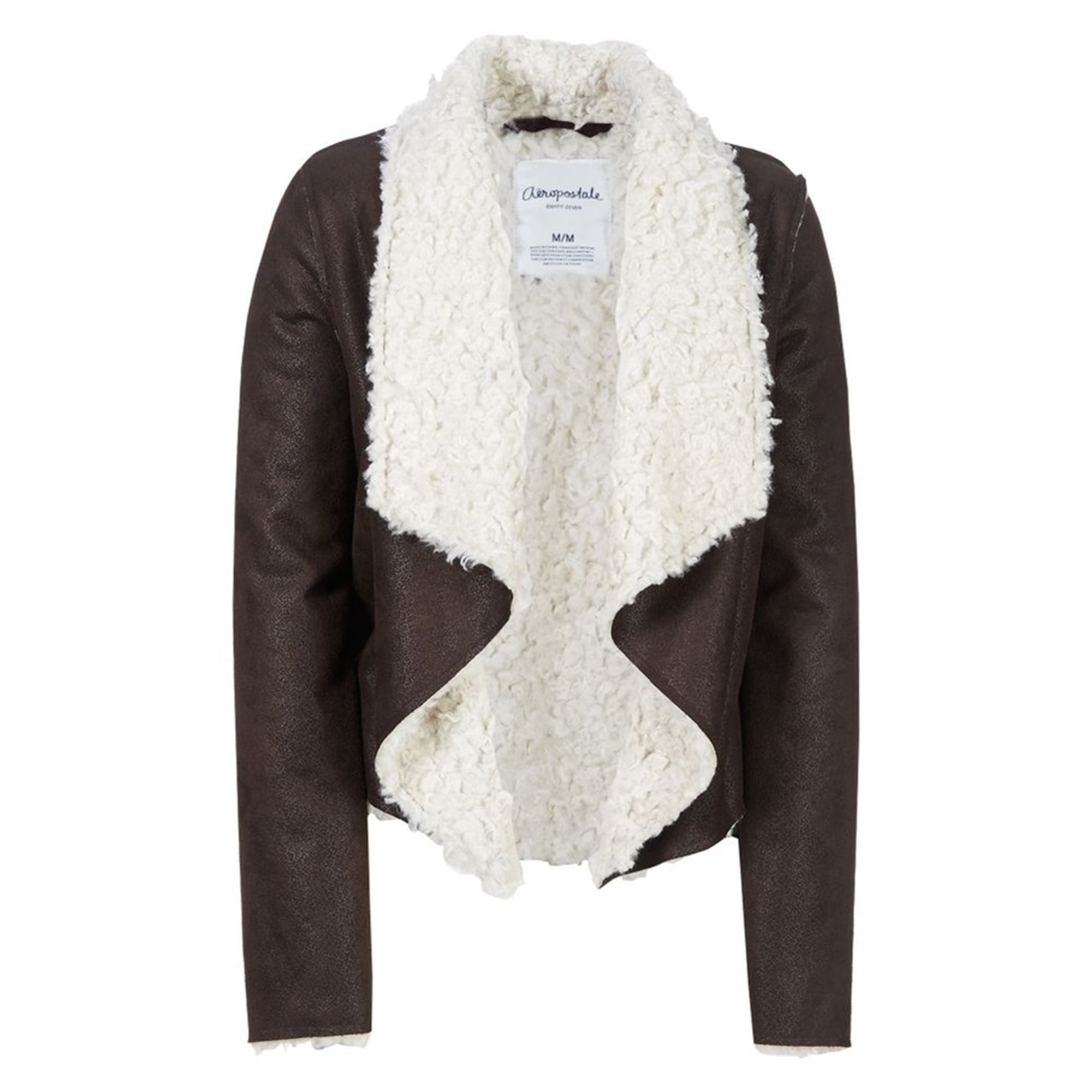 Small Brown Aeropostale Womens Faux Sherpa Cropped Jacket