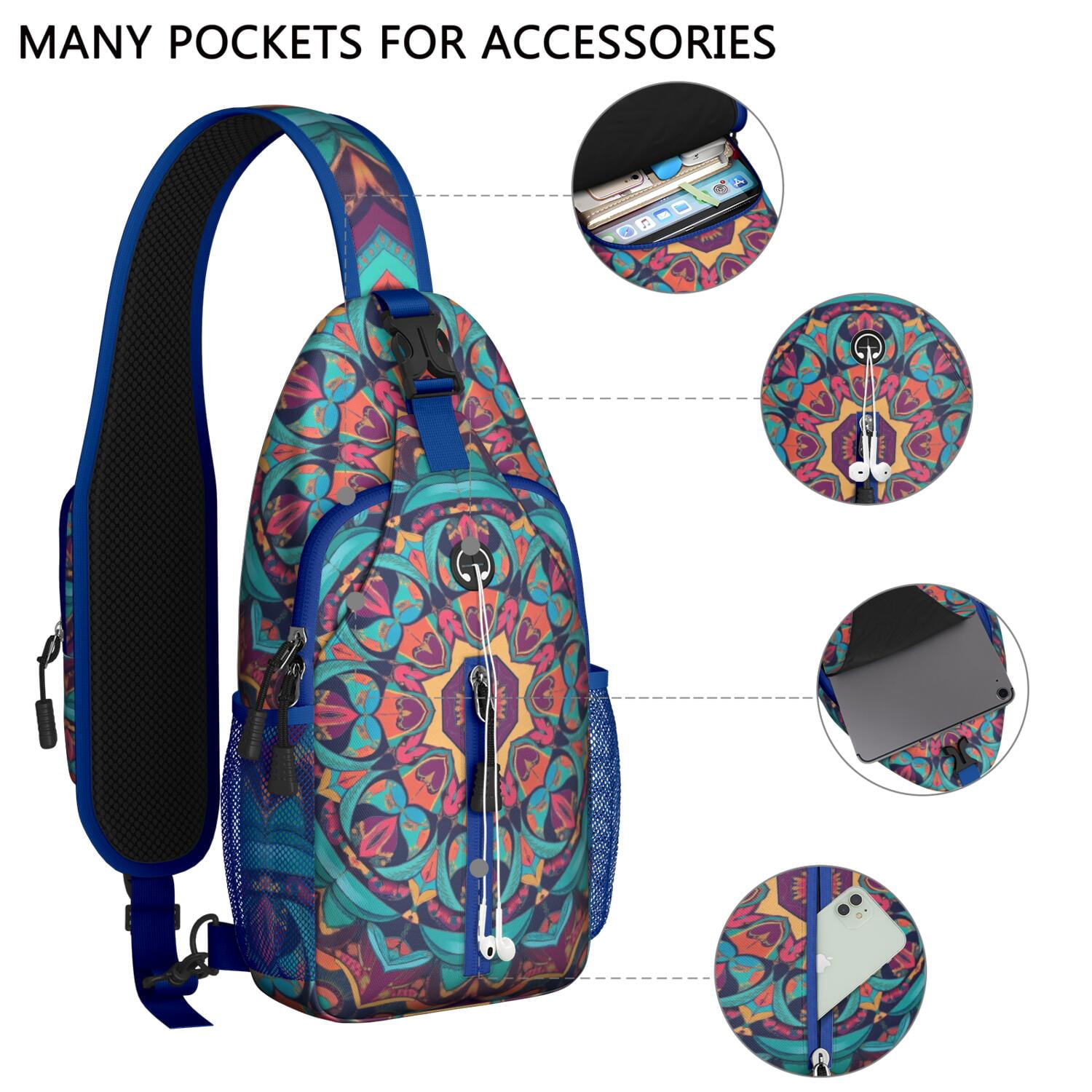 Travel Sling Bag Mandala Hiking Sling Backpack Backpack Purse for Men Women