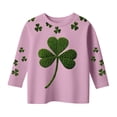 thumbnail image 3 of WOYY Girls St. Patrick's Day T Shirt Clover Print 3/4 Sleeve O Neck T-Shirt Top, Sizes 3-13, 3 of 3