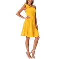 thumbnail image 4 of Vestido de fiesta A-Line con tirante asimétrico y lazo para mujer INSPIRE CHIC, con bolsillos, color amarillo, talla L, 4 of 6