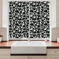 thumbnail image 2 of Ambesonne Gothic Kitchen Curtains, Grunge Black Skulls, 55"x39", Black White, 2 of 3