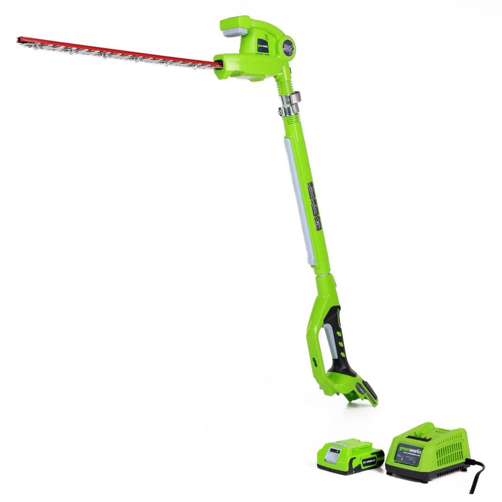 Greenworks 20Inch 24V Cordless Pole Hedge Trimmer, 2.0 Battery